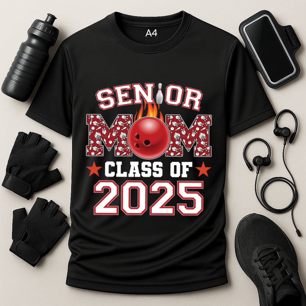 Senior Mom Class Of 2025 Bowling Graduation Mama 2025 Gift Cooling Performance Crew T-Shirt