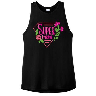 Super Mom Cute Gift Ladies PosiCharge Tri-Blend Wicking Tank