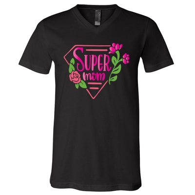 Super Mom Cute Gift V-Neck T-Shirt