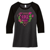 Super Mom Cute Gift Women's Tri-Blend 3/4-Sleeve Raglan Shirt