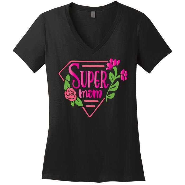 Super Mom Cute Gift Women's V-Neck T-Shirt