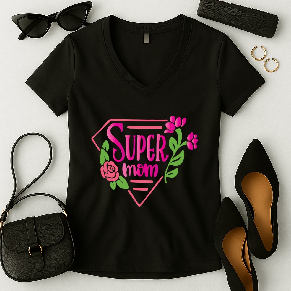 Super Mom Cute Gift Women's V-Neck T-Shirt