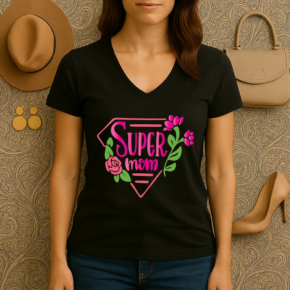 Super Mom Cute Gift Women's V-Neck T-Shirt