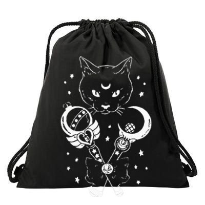 Sailor Meow Cute Moon Cat Space Magic Gothic Halloween Drawstring Bag