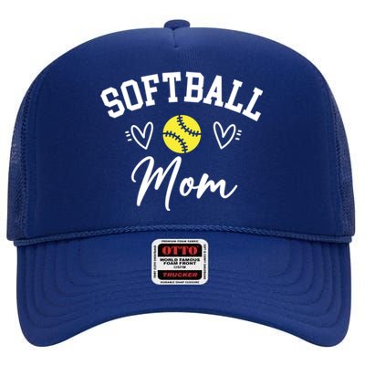 Softball Mom Cute Game Day Outfit Gift High Crown Mesh Back Trucker Hat