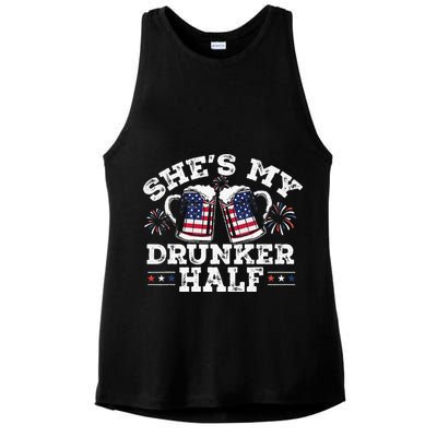 She's My Drunker Half Funny Beer Couple Matching 4th Of July Ladies PosiCharge Tri-Blend Wicking Tank