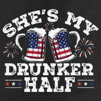 She's My Drunker Half Funny Beer Couple Matching 4th Of July Garment-Dyed Fleece Hoodie