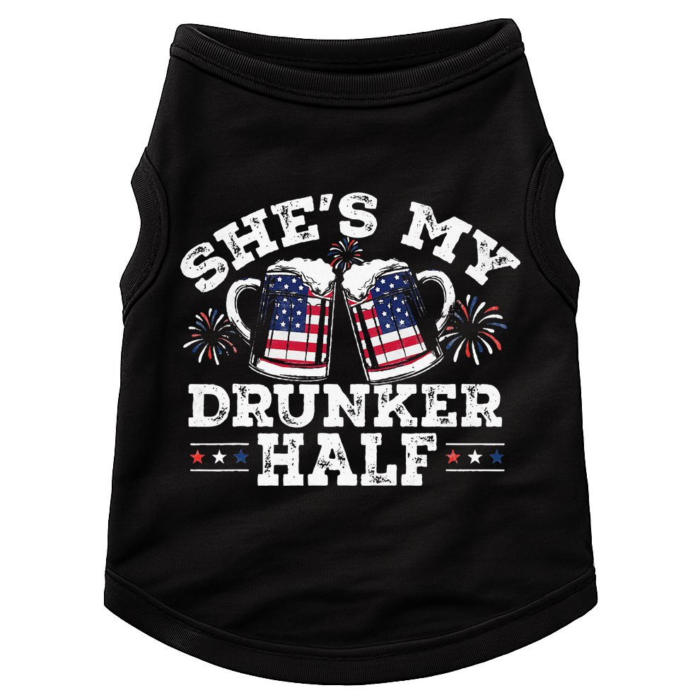 She's My Drunker Half Funny Beer Couple Matching 4th Of July Doggie Tank