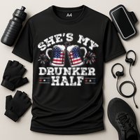 She's My Drunker Half Funny Beer Couple Matching 4th Of July Cooling Performance Crew T-Shirt