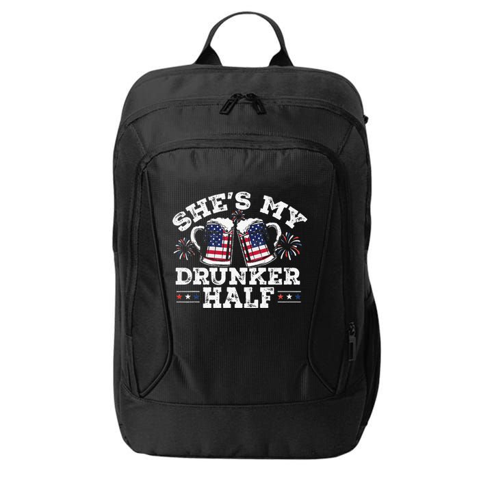She's My Drunker Half Funny Beer Couple Matching 4th Of July City Backpack