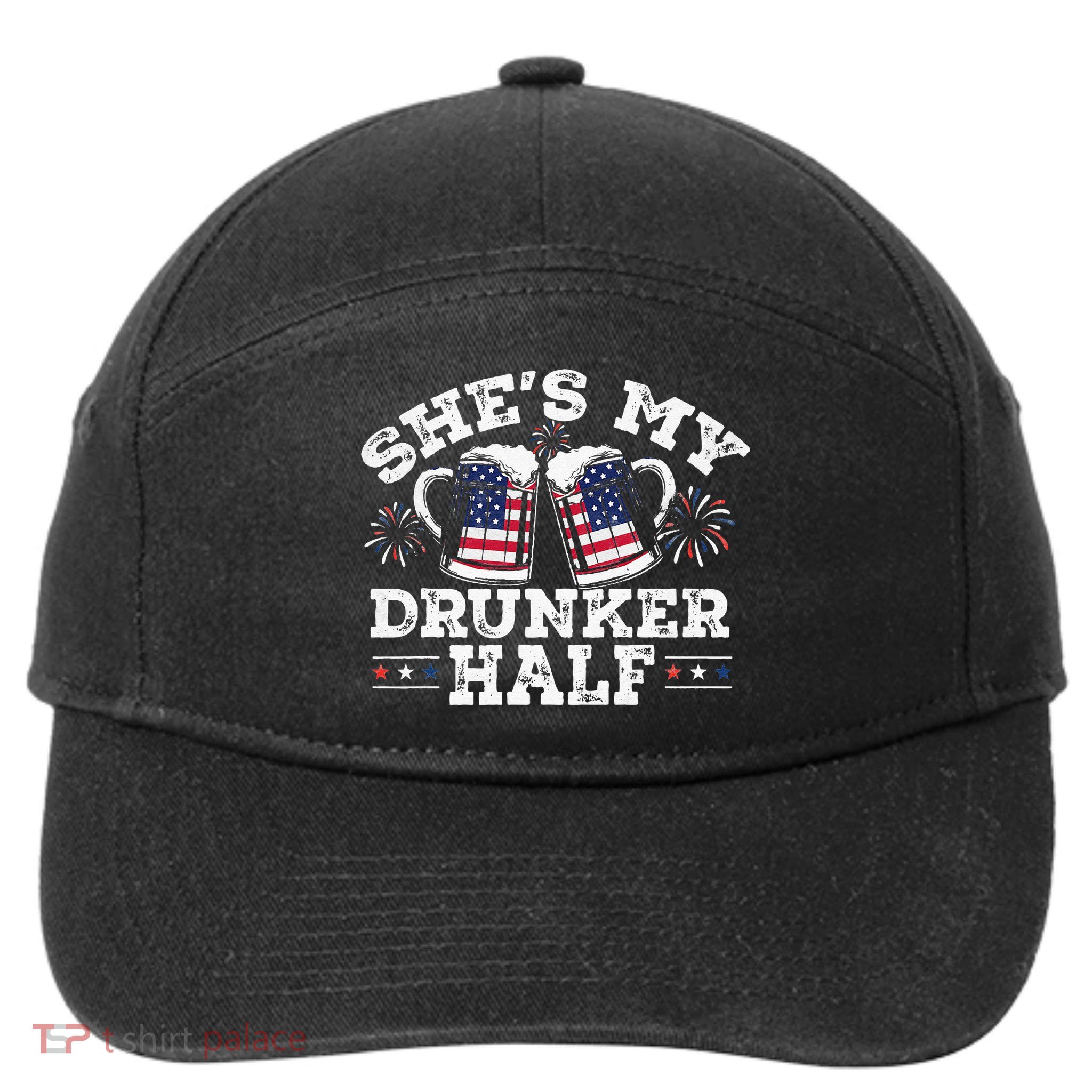 She's My Drunker Half Funny Beer Couple Matching 4th Of July 7-Panel Snapback Hat