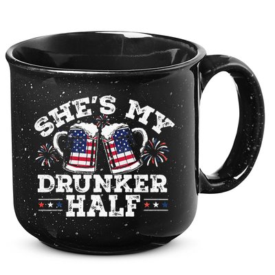 She's My Drunker Half Funny Beer Couple Matching 4th Of July 15oz Campfire Ceramic Mug