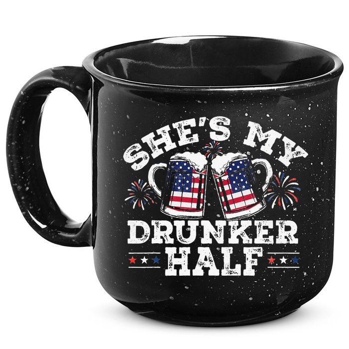 She's My Drunker Half Funny Beer Couple Matching 4th Of July 15oz Campfire Ceramic Mug