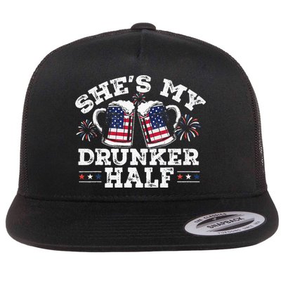 She's My Drunker Half Funny Beer Couple Matching 4th Of July Flatbill Hat