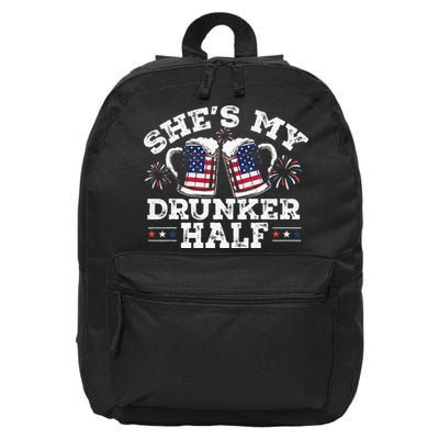 She's My Drunker Half Funny Beer Couple Matching 4th Of July 16 in Basic Backpack