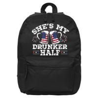 She's My Drunker Half Funny Beer Couple Matching 4th Of July 16 in Basic Backpack