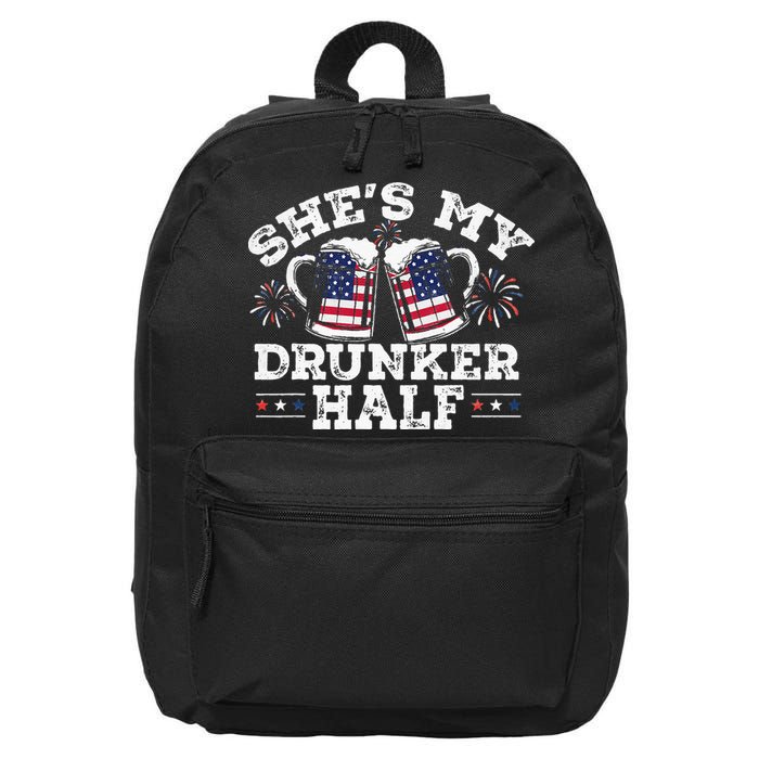 She's My Drunker Half Funny Beer Couple Matching 4th Of July 16 in Basic Backpack