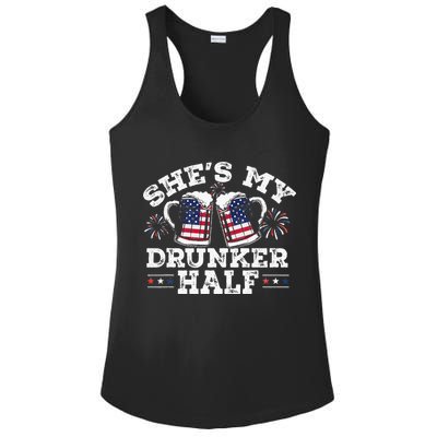She's My Drunker Half Funny Beer Couple Matching 4th Of July Ladies PosiCharge Competitor Racerback Tank