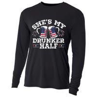 She's My Drunker Half Funny Beer Couple Matching 4th Of July Cooling Performance Long Sleeve Crew