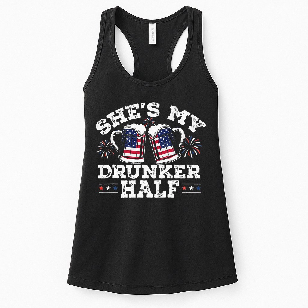 She's My Drunker Half Funny Beer Couple Matching 4th Of July Womens Tank Top
