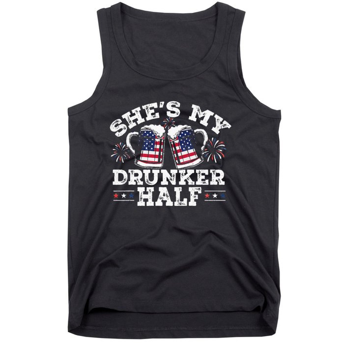 She's My Drunker Half Funny Beer Couple Matching 4th Of July Tank Top