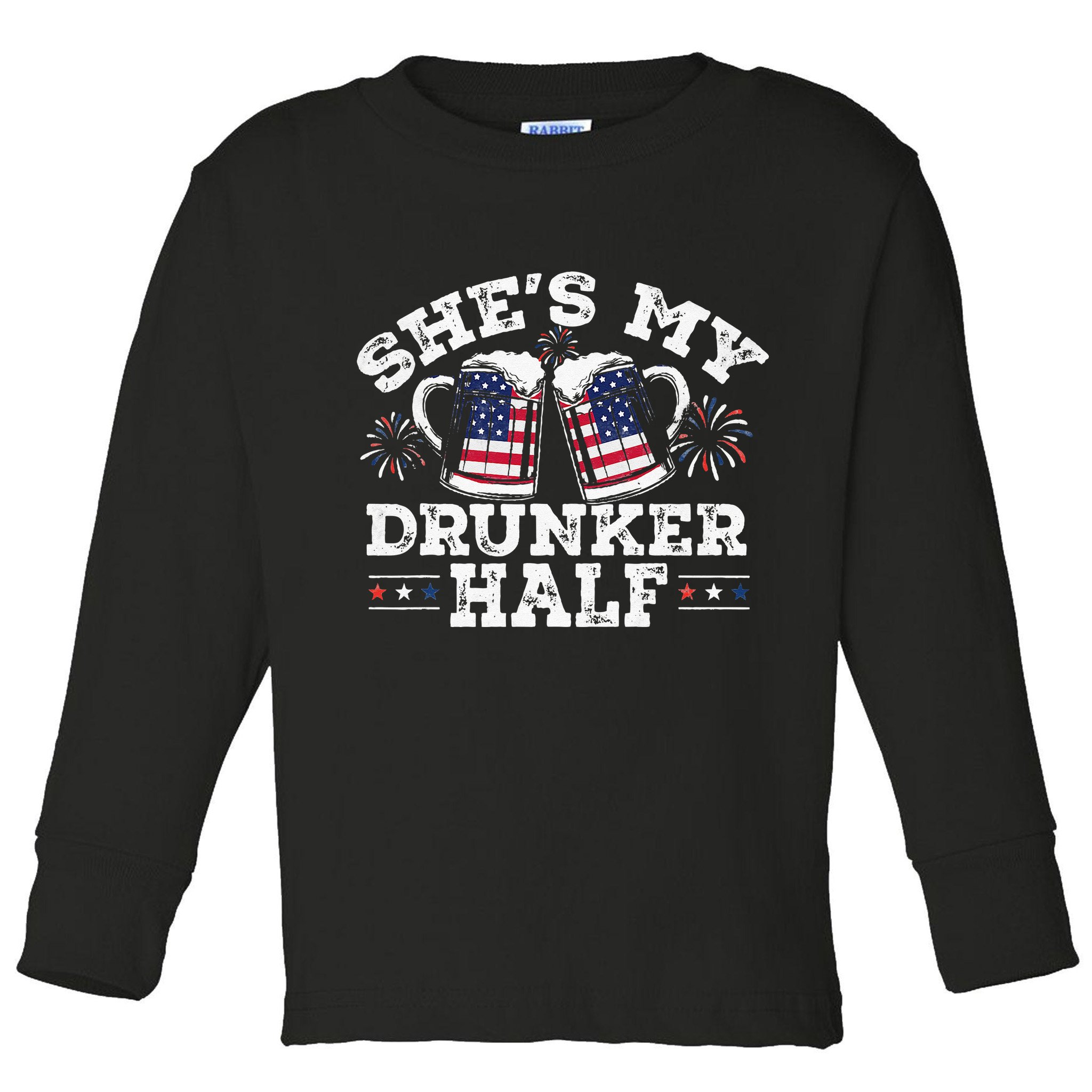 She's My Drunker Half Funny Beer Couple Matching 4th Of July Toddler Long Sleeve Shirt