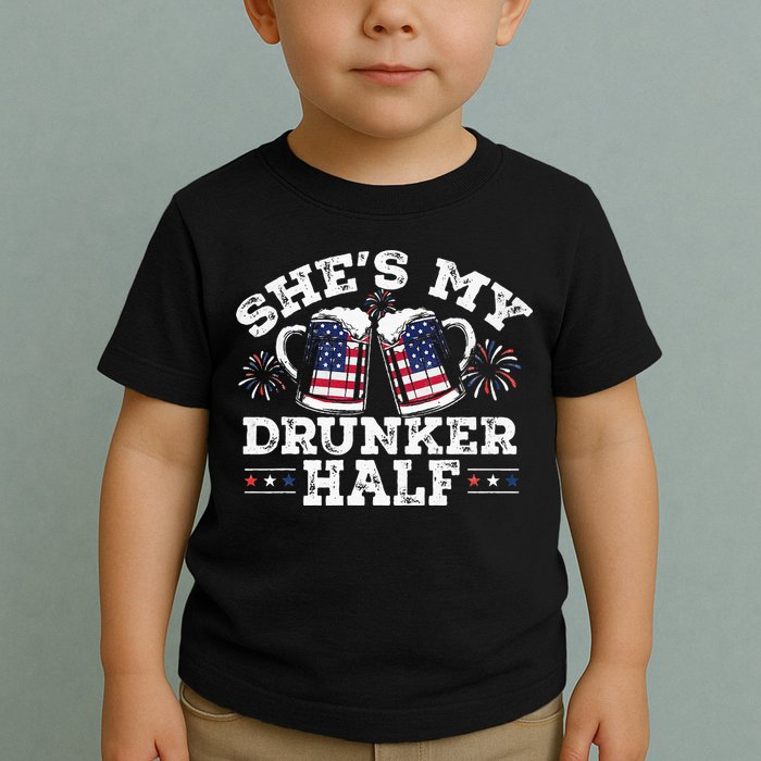 She's My Drunker Half Funny Beer Couple Matching 4th Of July Toddler T-Shirt