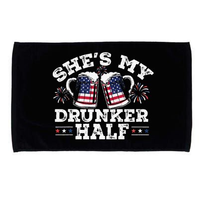 She's My Drunker Half Funny Beer Couple Matching 4th Of July Microfiber Hand Towel