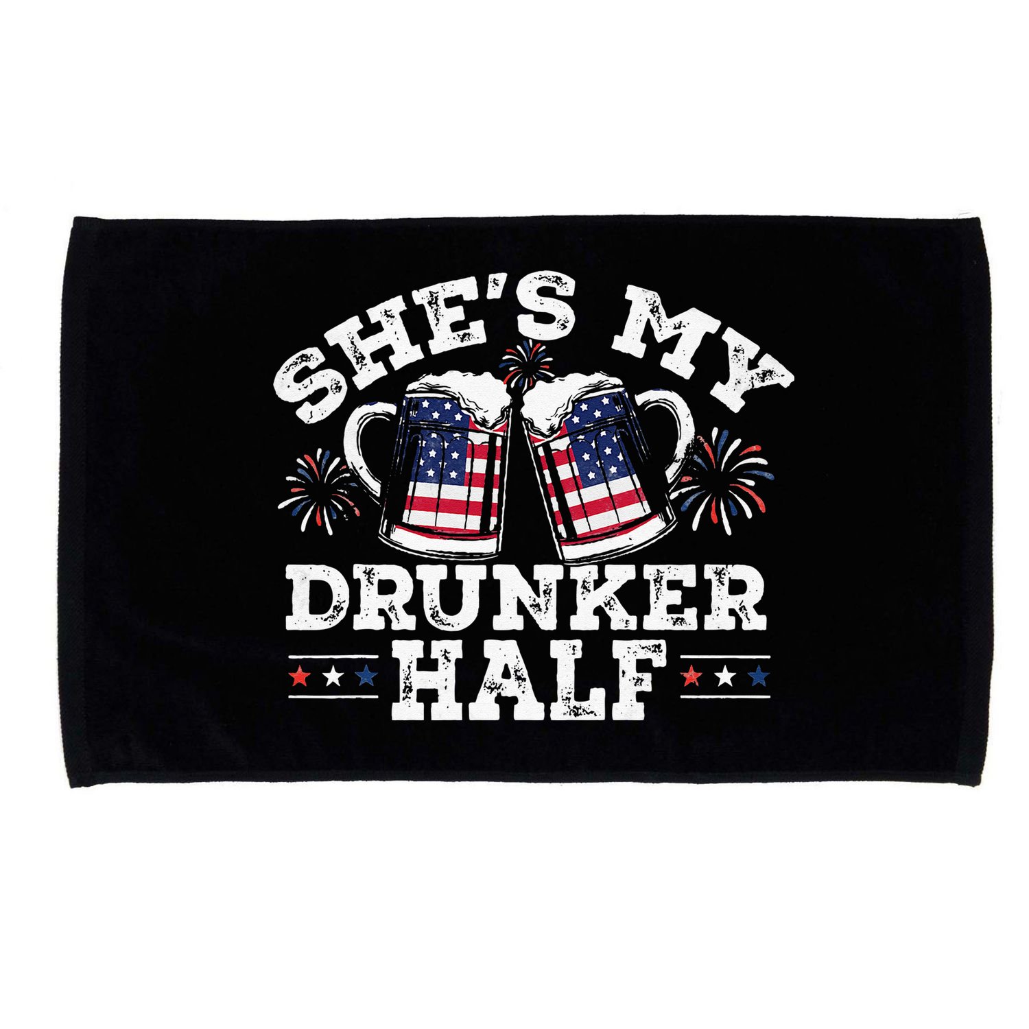 She's My Drunker Half Funny Beer Couple Matching 4th Of July Microfiber Hand Towel