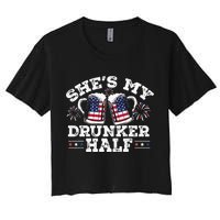 She's My Drunker Half Funny Beer Couple Matching 4th Of July Crop Top