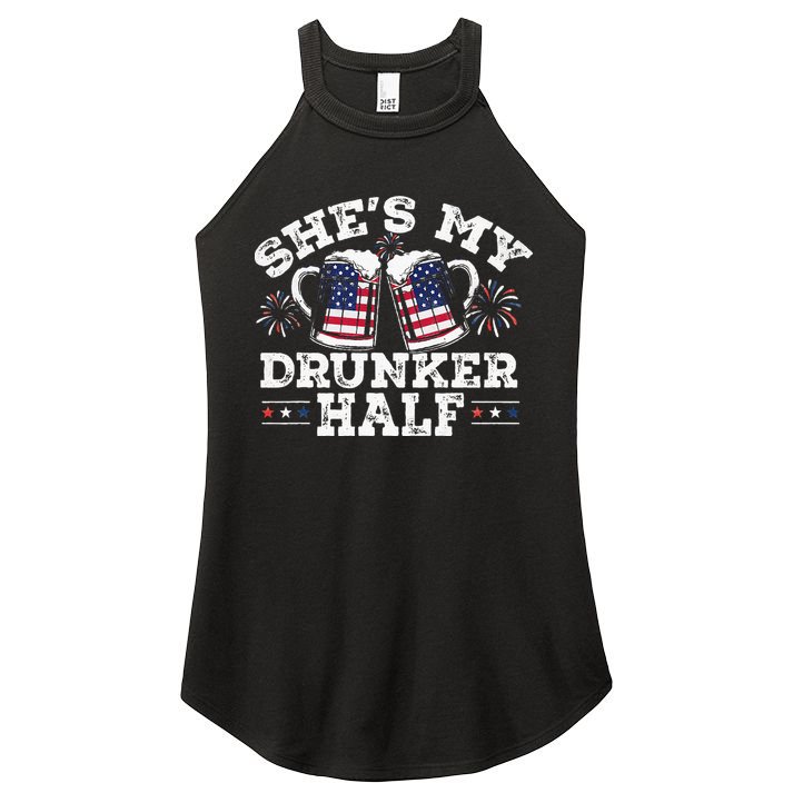 She's My Drunker Half Funny Beer Couple Matching 4th Of July Women's Perfect Tri Rocker Tank