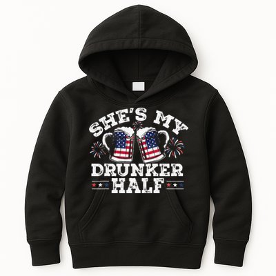 She's My Drunker Half Funny Beer Couple Matching 4th Of July Kids Hoodie