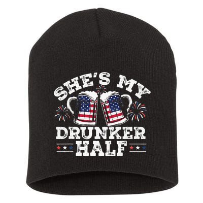 She's My Drunker Half Funny Beer Couple Matching 4th Of July Short Acrylic Beanie