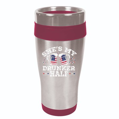 She's My Drunker Half Funny Beer Couple Matching 4th Of July 16oz Travel Tumbler