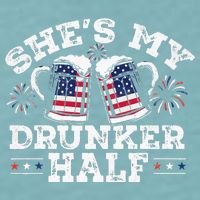 She's My Drunker Half Funny Beer Couple Matching 4th Of July Sueded Cloud Jersey T-Shirt