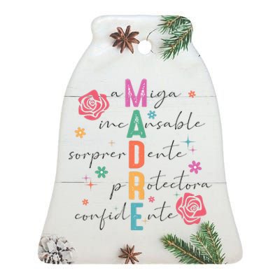 Spanish Mothers Day Retro Madre Mama Ceramic Bell Ornament