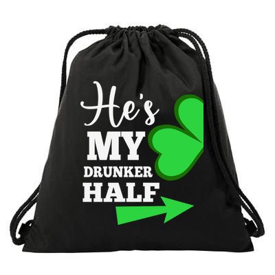 Shes My Drunker Half Couples St Patricks Day Irish Shamrock Drawstring Bag