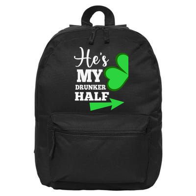 Shes My Drunker Half Couples St Patricks Day Irish Shamrock 16 in Basic Backpack