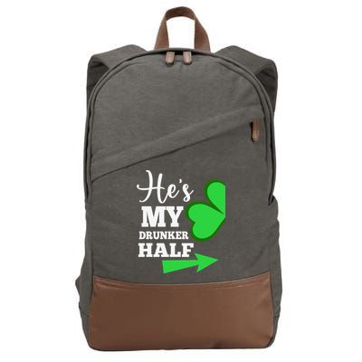 Shes My Drunker Half Couples St Patricks Day Irish Shamrock Cotton Canvas Backpack