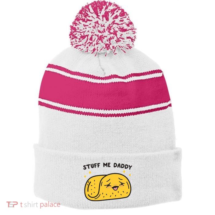 Stuff Me Daddy Taco Stripe Pom Pom Beanie
