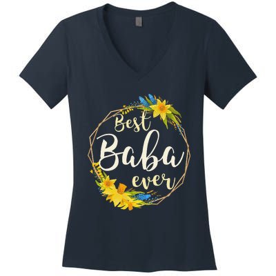 Serbian Mothers Day Best Baba Ever For Mom Grandma Serbia Women's V-Neck T-Shirt