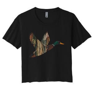 Sitka Mallard Dux Waterfowl Hunting Gear Duck Camo Women's Crop Top Tee