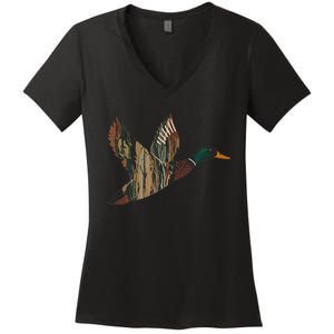 Sitka Mallard Dux Waterfowl Hunting Gear Duck Camo Women's V-Neck T-Shirt