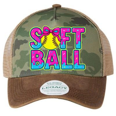 Softball Mama Drip Ice Cream Baseball Drip Game Day Legacy Tie Dye Trucker Hat