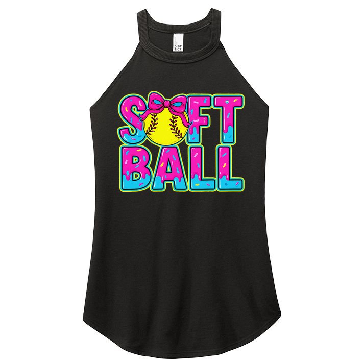 Softball Mama Drip Ice Cream Baseball Drip Game Day Women's Perfect Tri Rocker Tank