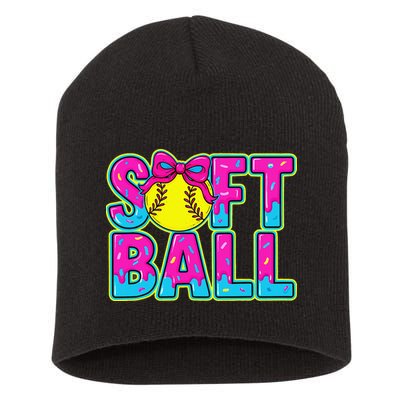 Softball Mama Drip Ice Cream Baseball Drip Game Day Short Acrylic Beanie