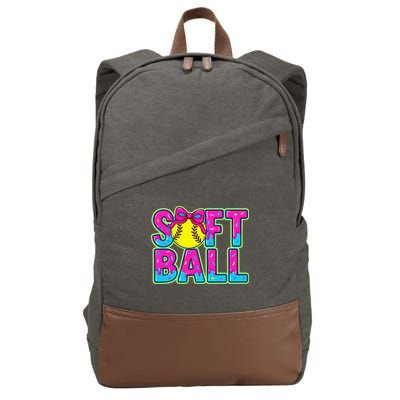 Softball Mama Drip Ice Cream Baseball Drip Game Day Cotton Canvas Backpack
