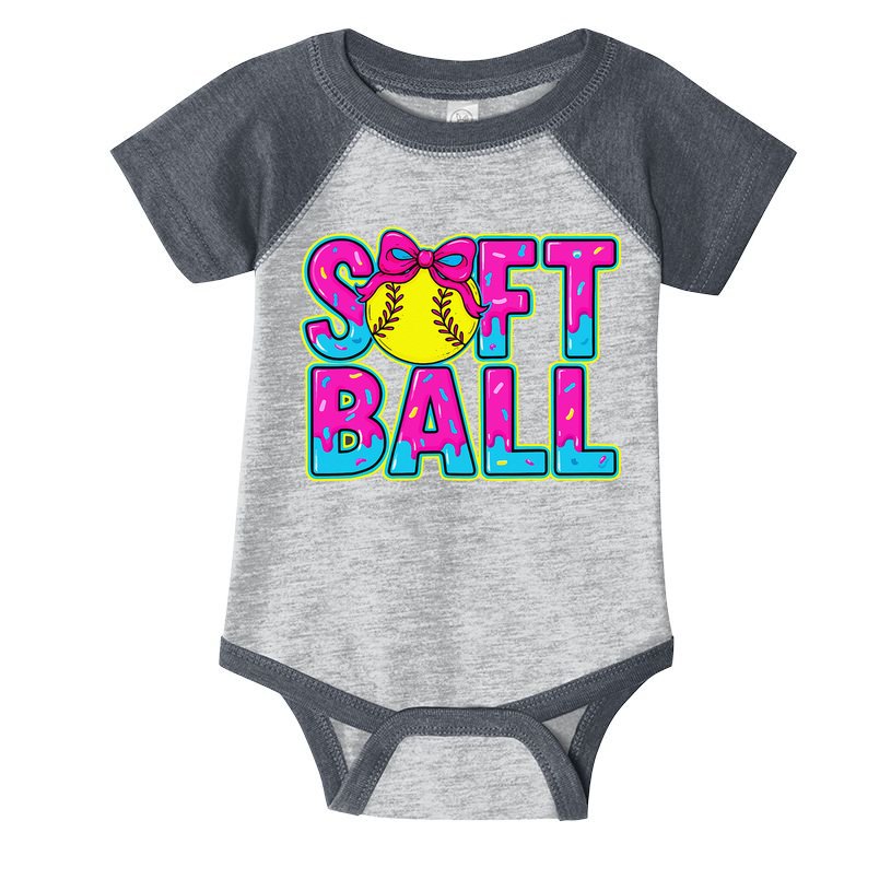 Softball Mama Drip Ice Cream Baseball Drip Game Day Infant Baby Jersey Bodysuit