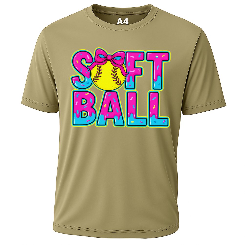 Softball Mama Drip Ice Cream Baseball Drip Game Day Cooling Performance Crew T-Shirt
