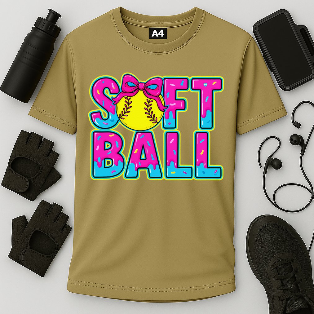Softball Mama Drip Ice Cream Baseball Drip Game Day Cooling Performance Crew T-Shirt
